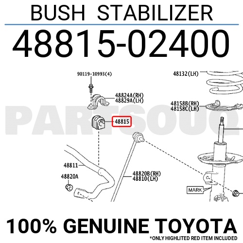 ยางรัดเหล็กกันโคลงหน้า Toyota Altis (48815-02400) แท้ห้าง Chiraauto