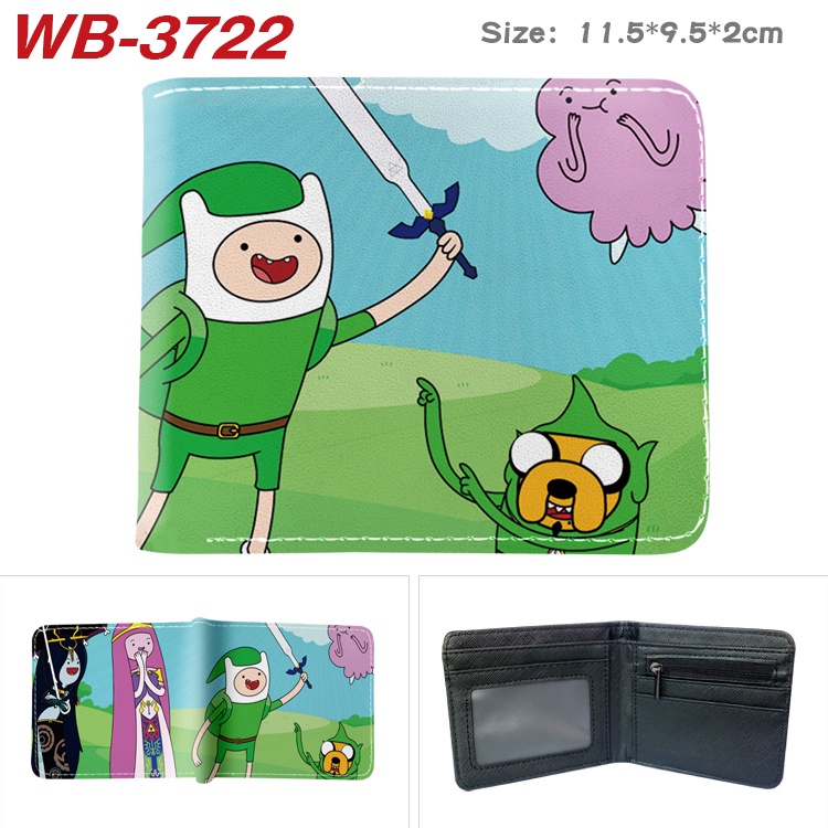 กระเป๋าสตางค์ หนัง PU ใบสั้น ลายการ์ตูน Adventure Time ใส่เหรียญได้ สําหรับเด็ก