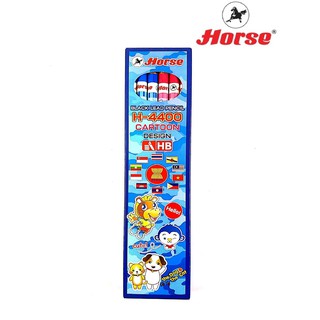 Horse ตราม้า ดินสอดำ HB ลาย CARTOON H-4400 แท่งกลม บรรจุ 12 แท่ง/กล่อง