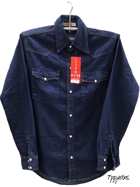 Men Shirts Jeans เสื้อเชิ้ตผ้ายีนส์ นิ่มใส่สบาย ทรงสลิม เข้ารูป สำหรับผู้ชายครับ ราคา ถูกที่สุด ดีลบีเคเค แกลเลอรีภาพที่ 3