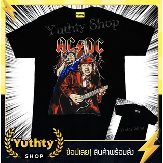 เสื้อยืดเสื้อวง ACDC กีต้าร์ เสื้อยืดแฟชั่นวินเทจ90 ไม่มีตะเข็บข้าง ใส่ได้ทั้งชายและหญิง