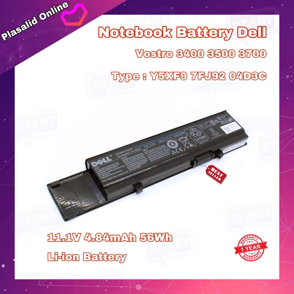 แบตโน๊ตบุ๊ค Notebook Battery Dell V3400 V3500 V3700 Series (11.1V/4.84mAh/56Wh) Li-ion Battery รับปร