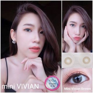 💖 Kitty Kawaii ๑ mini Vivian สายตา -00 ถึง -1000 brown gray Contactlens บิ๊กอาย คอนแทคเลนส์ ราคาถูก แถมตลับฟรี