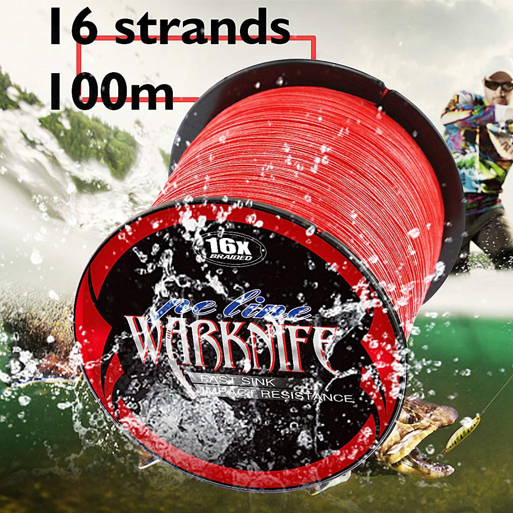 Warknife สาย PE ถัก16 เส้น ยาว 100เมตร Dyneema สาย PE X16 สายเบ็ดตกปลา