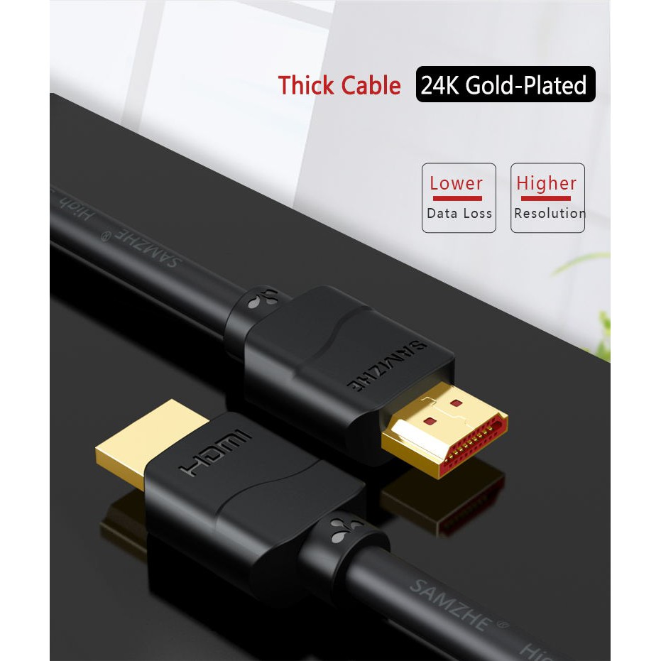 SAMZHE (AM13-Thick Cable)4K HDMI 50/60Hz HDMI 2.0 Cable for PS3 Projector HD LCD Apple Laptop TV Com