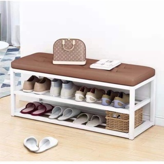 ชั้นวางรองเท้า พร้อมที่นั่ง ทรงสตูลนั่งใส่รองเท้า Shoe Cabinet ชั้นวางรองเท้าดีไซน์ทันสมัย C-005