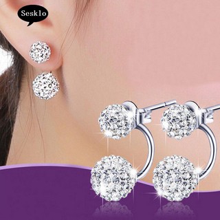 SK เครื่องประดับแฟชั่นสตรีต่างหูลูกบอล Rhinestone