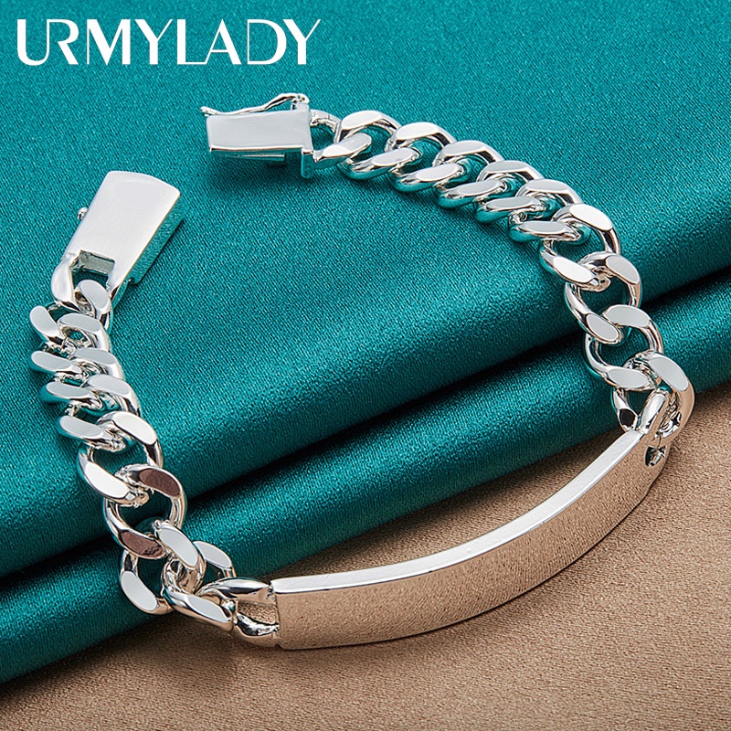 Urmylady สร้อยข้อมือเงินแท้ 925 10 มม. เครื่องประดับแฟชั่น สําหรับผู้ชาย ผู้หญิง งานหมั้น งานแต่งงาน