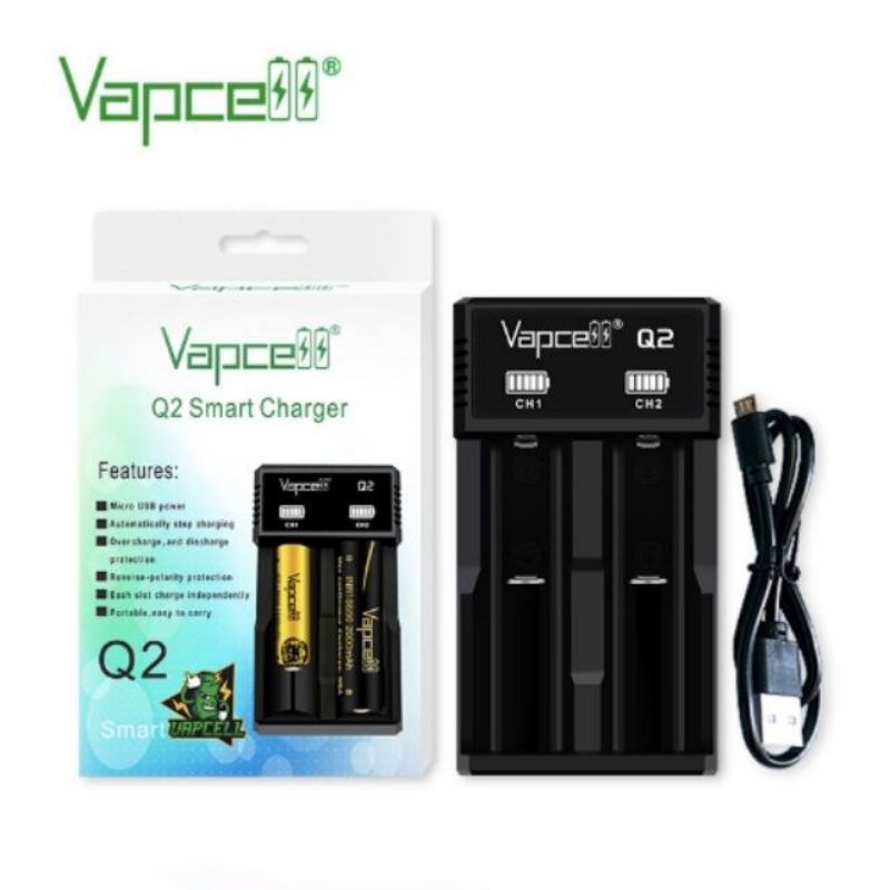 Vapcell​Q2​ รางชาร์จ​vapcell​Q2​ เครื่อง​ชาร์จ​ถ่าน​18650​ ราง​ชาร์จ​ถ่าน​เครื่อ