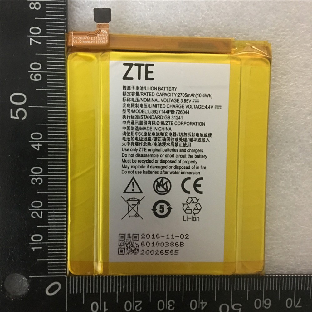 แบตเตอรี่ ZTE Axon 7 Mini โทรศัพท์มือถือสมาร์ท 5.2 คุณภาพสูง Li3927T44P8H726044 2705mAH