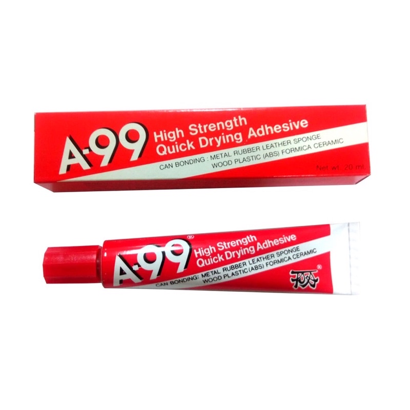 กาวยางA-99 ติดวัสดุหลายชนิดเช่นเหล็ก พลาสติก ยาง หนัง ไม้ และอื่น ๆ A99 ขนาด 20 กรัม glue Adhesive a