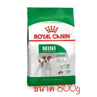 Royal Canin Mini Adult  โรยัลคานิน สำหรับสุนัขโตพันธุ์เล็กน้ำหนักน้อยกว่า10 กิโลกรัม อายุ 1 ปีขึ้นไป(800กรัม/ถุง)