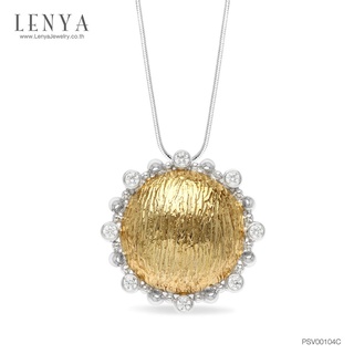 Lenya Jewelry จี้ประดับด้วย SWAROVSKI ZIRCONIA สีขาว ดีไซน์รูปพระอาทิตย์ ตัวเรือนเงินแท้ชุบสีทูโทนทองคำและทองคำขาวแท้