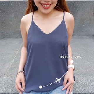 สายเดี่ยวชีฟอง strped navy vest