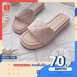 รองเท้าแตะหนานุ่มเย็บลายนวม