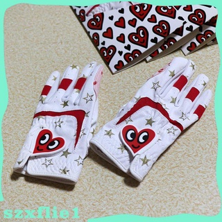 [szxflie1] ถุงมือหนังกอล์ฟ กันลื่น สีแดง สีขาว แบบมืออาชีพ สําหรับเด็กผู้ชาย 2 ชิ้น