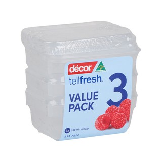 กล่องถนอมอาหารTellfresh oblong set of3 3*250 ml