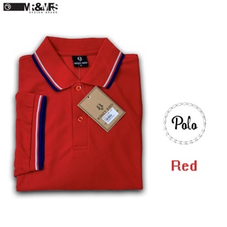 เสื้อโปโลชาย เสื้อคอปกชาย แขนสั้น แบบคลีบ POLO ผ้าCOTTON (สีแดง)