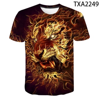 2021 Summer New style 3D Printing Lion Mens And Womens Casual T-Shirt Fashion Trend Young Handsome T-Shirt Top