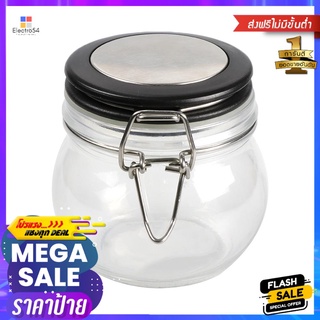 ขวดโหลแก้วกลมฝาสปริง S ขอบสีดำROUND GLASS CANISTER WITH SPRING LID S BLACK