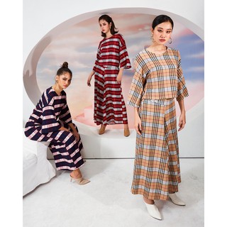 THONGYOY-Set Bamboo Tartan ชุดเซ็ทกางเกงแขนยาวลายสก็อตคลาสสิค ชุดเซ็ททำงาน ชุดเซ็ทขายาว