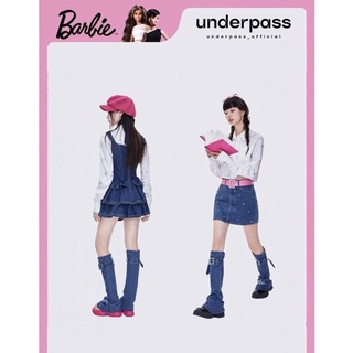 underpass x barbie เสื้อเชิ้ตขาวบาร์บี้ กระโปรงยีนส์ ยีนส์ลายจุด เสื้อประดับเพชร กลิตเตอร์วิบวับ บาร์บี้ ปลอกขายีนส์