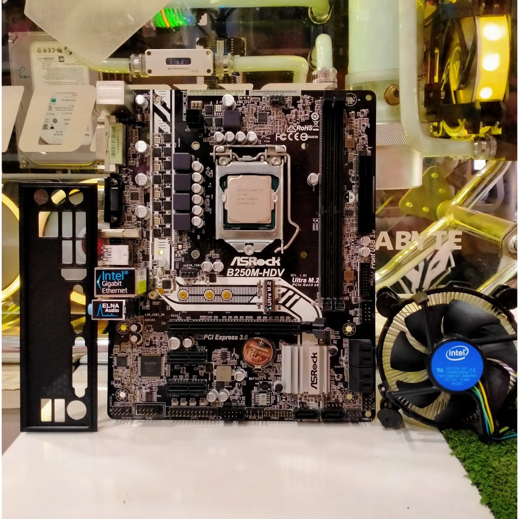ชุดซีพียูเมนบอร์ด i3-7100 +Asrock B250m hdv  NOBOX