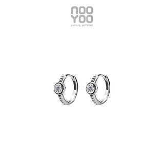 NooYoo ต่างหูสำหรับผิวแพ้ง่าย Hoop with Single CZ Surgical Steel