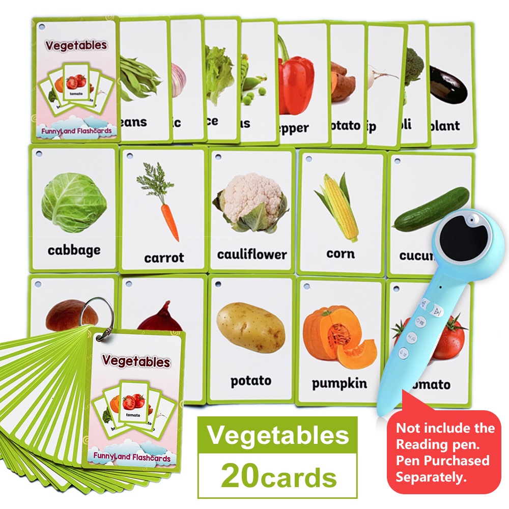 Vegetable Cognitive Activity Flash Card kids Learn English Word Literacy Practice Paper Exercise Coloring Books Educational Toys