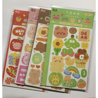 สติ๊กเกอร์ ไดคัท การ์ตูน หมี กระต่าย Cartoon Sticker Die cut ตกแต่งไดอารี่ ติดเคสโทรศัพท์ กระจก กระดาษโน๊ต สติกเกอร์