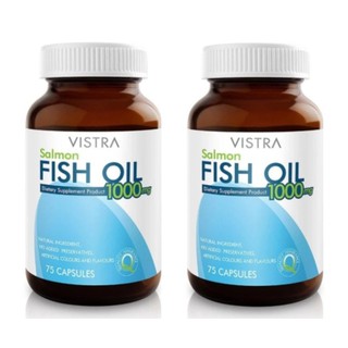 Vistra Salmon Fish Oil 1000 MG 75 เม็ด [2X13069] วิสทร้า น้ำมันปลาแซลมอน 1000 มก 2 ขวด