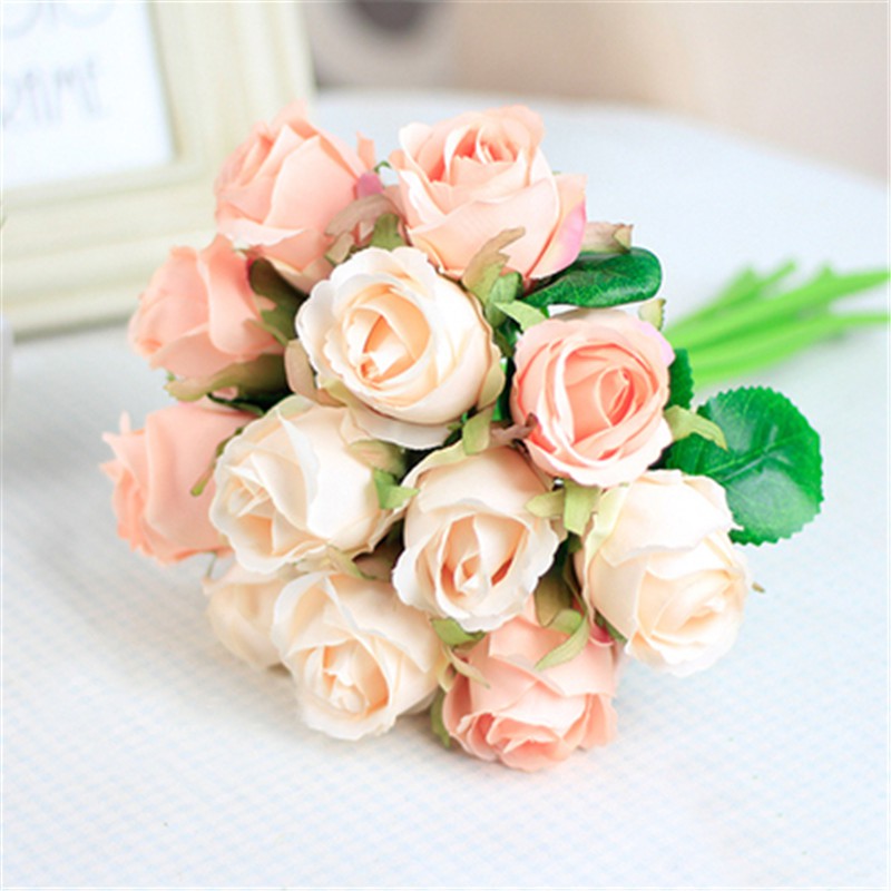 12pcs Lifelike Silk French Roses Flowers For Home Decor Wedding Bridal