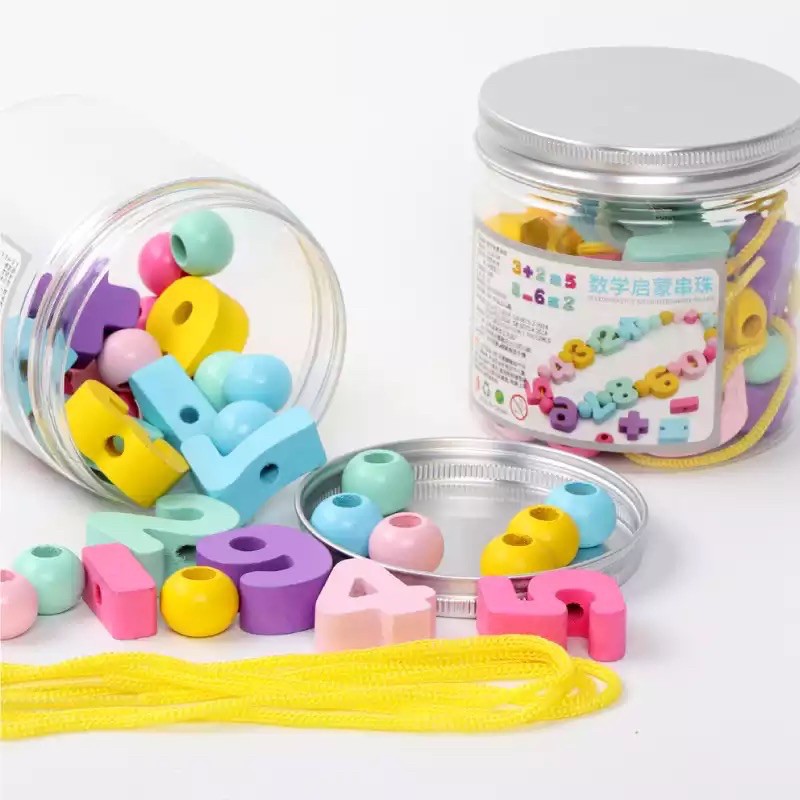 🚚Babytime ของเล่นไม้ร้อยเชือก ของเล่นร้อยเชือก ของเล่นไม้เสริมพัฒนาการ ตัวเลขไม้