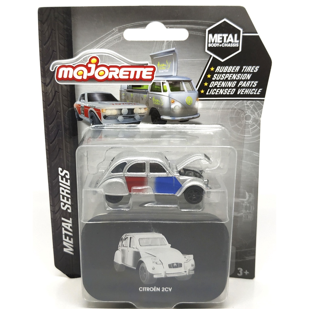 Majorette Citroen 2CV - Metal Series - Silver Color /Wheels RT7SB /scale 1/64 (3 inches) Package wit