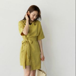 [ส่งต่อ] เดรสสีเหลือง เดรสสั้นผูกโบว์ Yellow laila dress ร้าน everydaystore ส่งฟรีลงทะเบียน