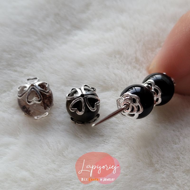 ตัวปิดหัวท้ายหิน เงินแท้925 โครเวอร์ กุหลาบ หมวกครอบหิน น่ารัก DIY ตัวตกแต่งกำไล