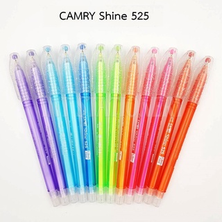 (ขายยกโหล) ปากกาลูกลื่น CAMRY รุ่น Shine 525 ขนาด 0.38 mm. หมึกสีน้ำเงิน