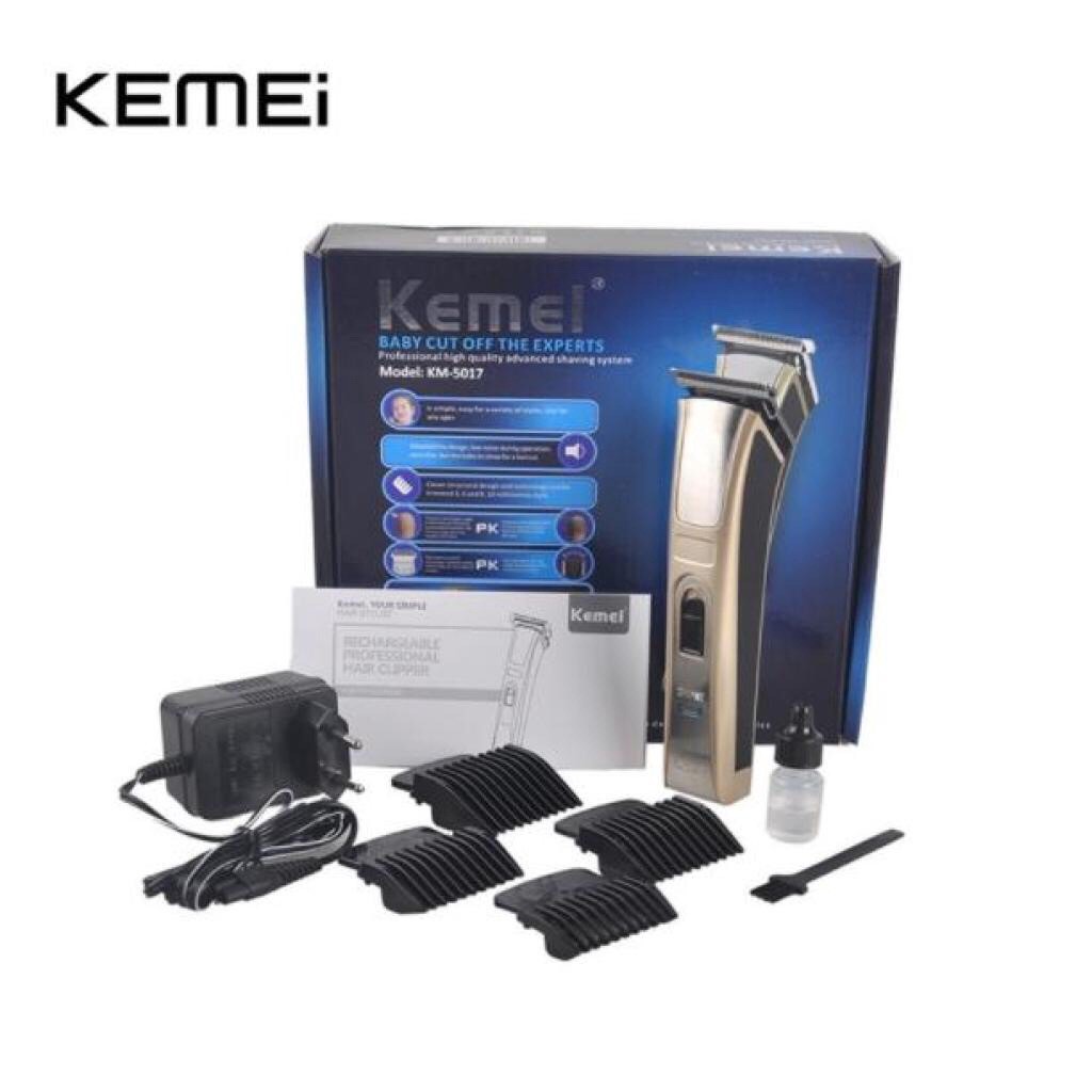KEMEI KM-5017แบตตาเลี่ยน ปัตตาเลี่ยนตัดผมไฟฟ้าไร้สาย พร้อมที่รองหวี 4 ชิ้น ตัดแต่งทรงผม โกนหนวด เล็มเครา