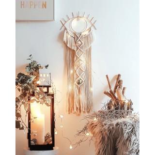 รูปตาสีทอง ตกแต่งเชือกถัก หินสี ใช้ตกแต่งบ้าน Eye Detail Woven Tassel Wall Hanging