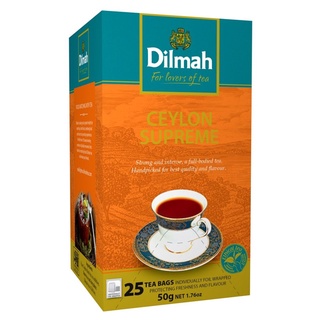 Dilmah Ceylon Supreme Tea Pack 25 Tea Bags 50g.ดิลมาซีลอนสุพรีมชาแพ็ค อาหาร เครื่องดื่ม ชาซอง