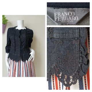 FRANCCO FERRARO เสื้อยีนส์ชายปักฉลุ ผ้าบาง  Size F รอบอก 32 นิ้วค่ะ