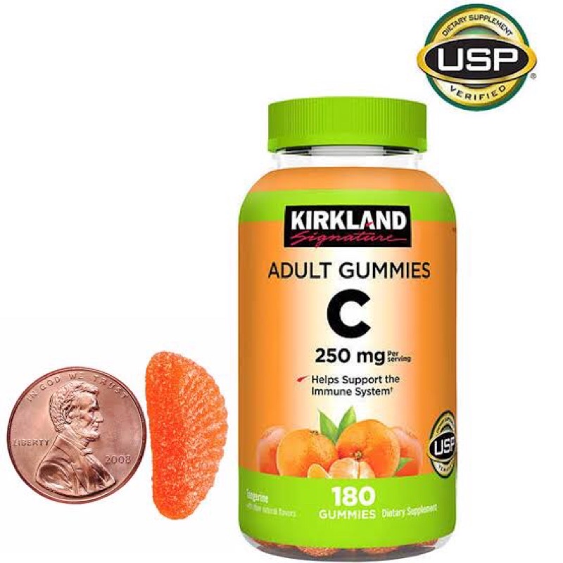 Kirkland Adult Gummies C 250 mg 180 กัมมี่ Vitamin C วิตามินซีแบบเยลลี่ รสส้ม อร่อย ทานง่าย