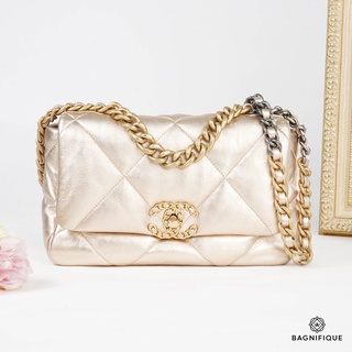 CHANEL FLAP 19 SIZE 26 CM METALLIC GOLD GHW