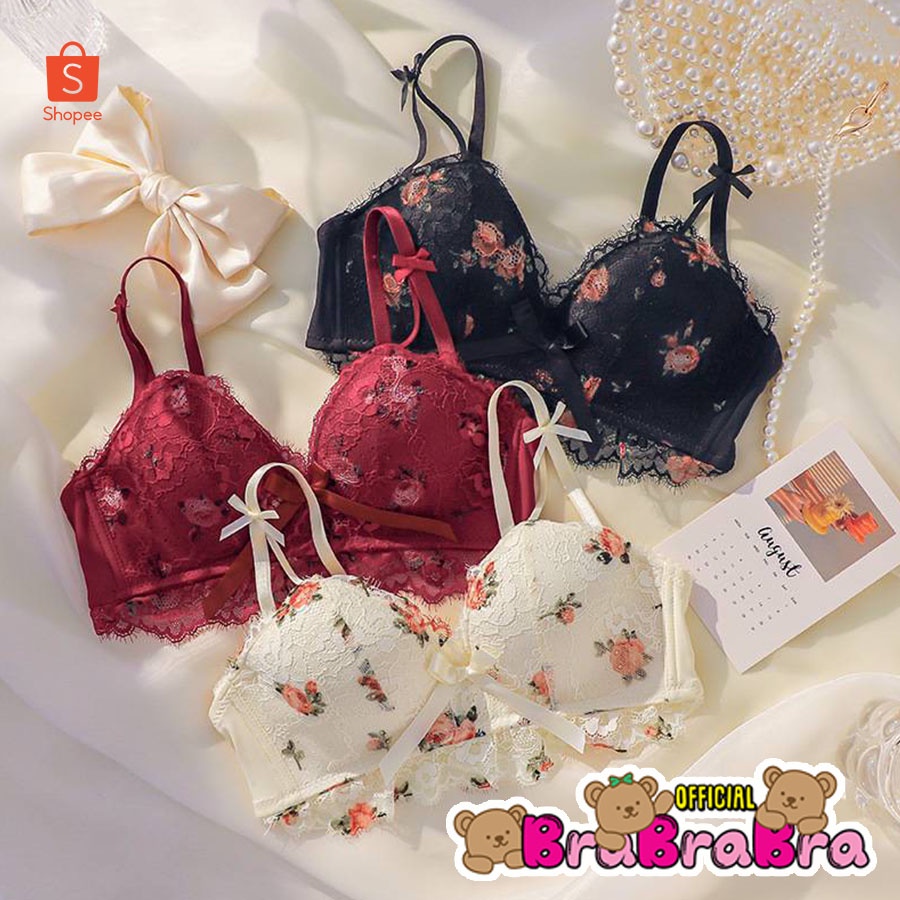 [ส่งจากไทย] 𝑩𝒓𝒂𝑩𝒓𝒂𝑩𝒓𝒂 #bra-158 บราผ้าลูกไม้ ลายกุหลาบ SEXY LINGERIES