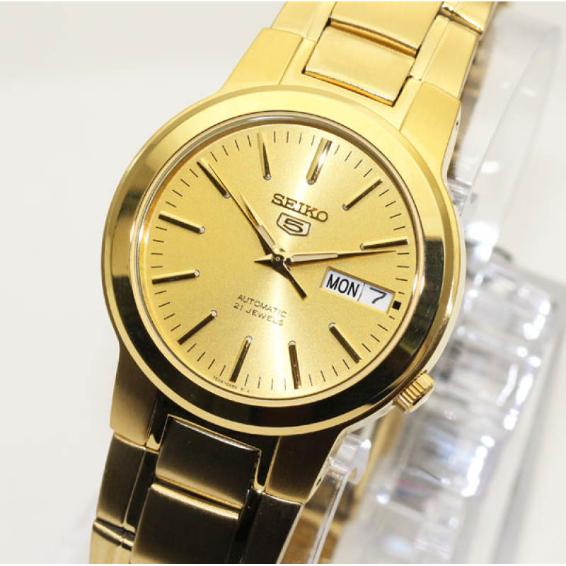 Win Watch shop นาฬิกา SEIKO 5 Automatic รุ่น SNKA10K1 นาฬิกาข้อมือผู้ชาย สายสแตนเลส สีทอง ประกันศูนย