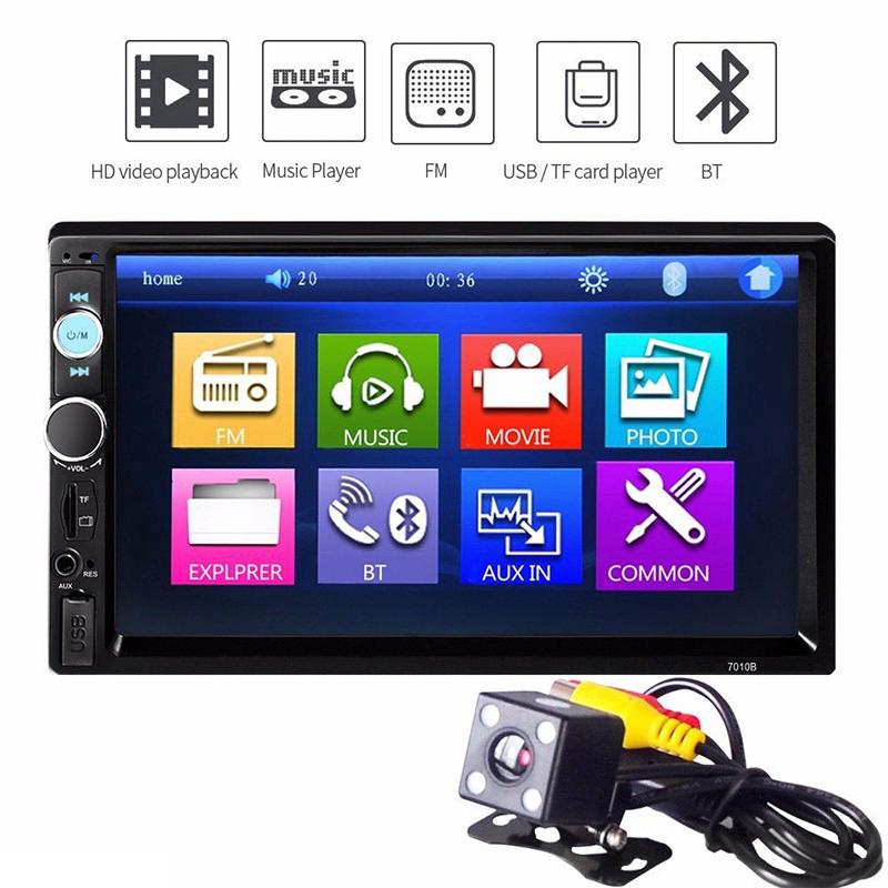 [จัดส่งฟรี] 7010B 7  HD Double 2 DIN Touch Car MP5 เครื่องเล่นบลูทู ธ สเตอริโอ FM Radio USB / TF