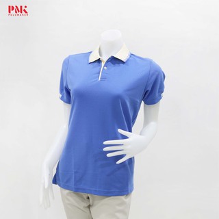 เสื้อโปโล สีฟ้าเข้มปกขาว PK024 - Polomaker