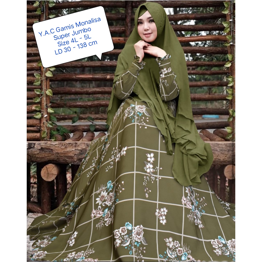 เสื้อคลุม Monalisa Shar'I Set HIJAB ~ Robe Jumbo 4L-5L (ld 130 -138 ซม.) ~ คุณภาพดีที่สุด