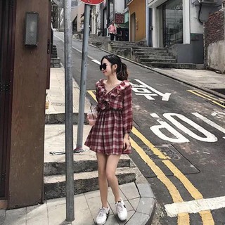 พร้อมส่ง 💗 Playsuit จั๊มสูทขาสั้น ผ้าหางกระรอกลายสก็อตสุดฮิต จั๊มสูทลายสก็อต BLACKPINK jumpsuit Jisoo จีซู