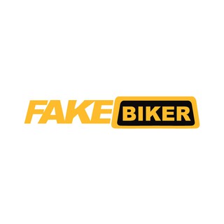 สติ๊กเกอร์ "FAKE BIKER" สติ๊กเกอร์ 3M สีเหลืองสะท้อนแสง ขนาด 15x3 cm สะท้อนแสงได้ดีในที่มืด
